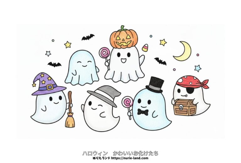 かわいいお化けの塗り絵イラスト