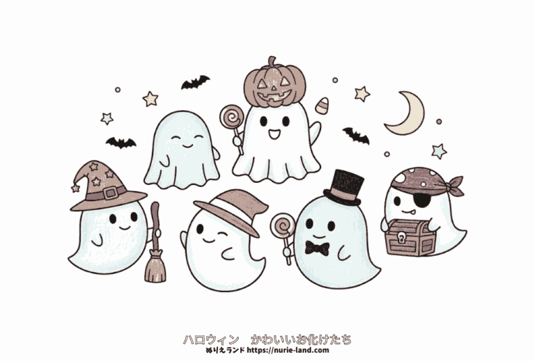 かわいいお化けの塗り絵イラスト
