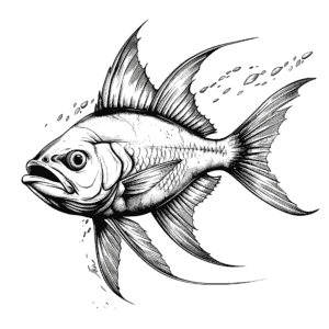 恐い熱帯魚の無料塗り絵 プリントしてダウンロードできます