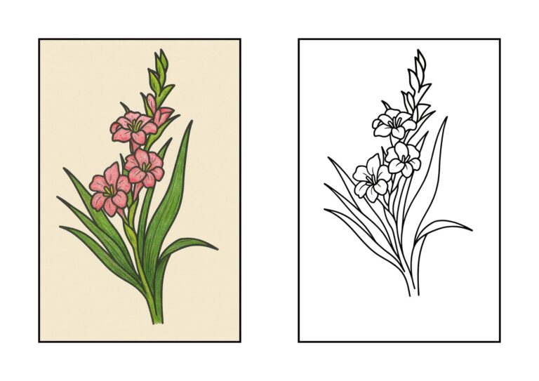 グラジオラスの塗り絵イラスト