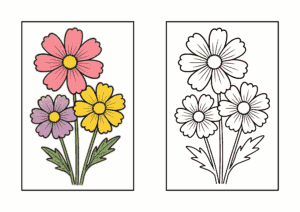 コスモスの塗り絵｜9月にぴったり秋の花｜高齢者向け無料ダウンロード