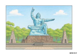 長崎の平和祈念像の塗り絵イラスト カラー見本（無料・印刷OK）