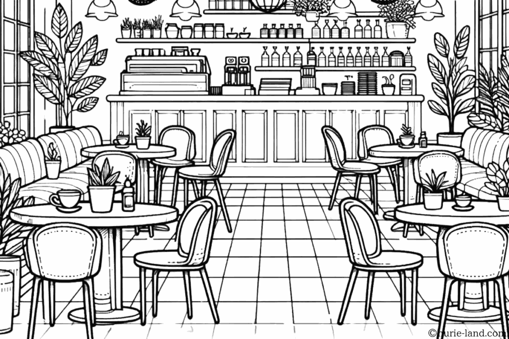 カフェ塗り絵の塗り絵 簡単な高齢者用 プリントしてダウンロードできます