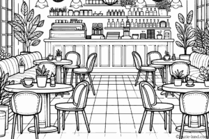 カフェ塗り絵の塗り絵 簡単な高齢者用 プリントしてダウンロードできます