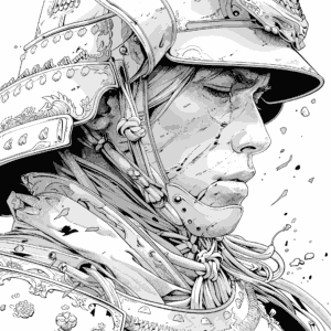 瞑想する侍の無料塗り絵 プリントしてダウンロードできます