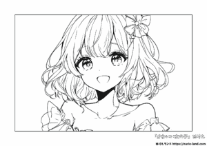 【無料ダウンロード】かわいいアイドル風 女の子の塗り絵｜高品質プリント用素材