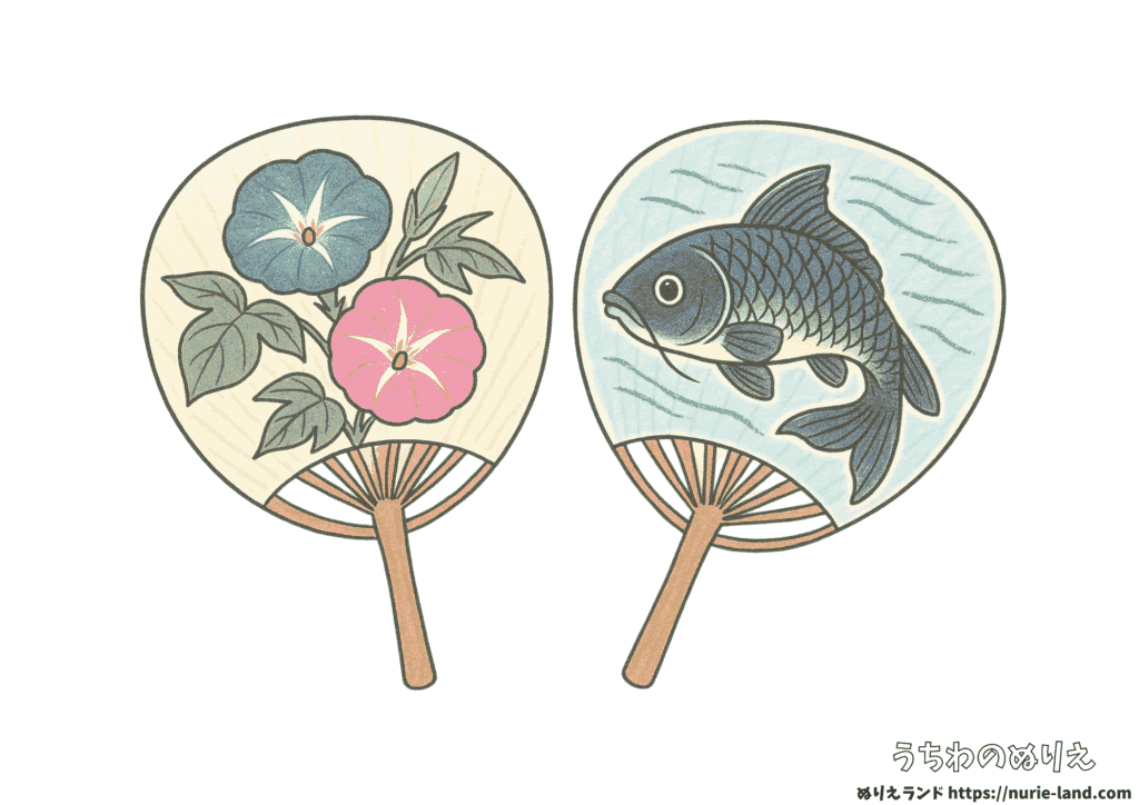 7月・8月におすすめ｜うちわの塗り絵で夏気分｜高齢者も楽しめる無料素材
