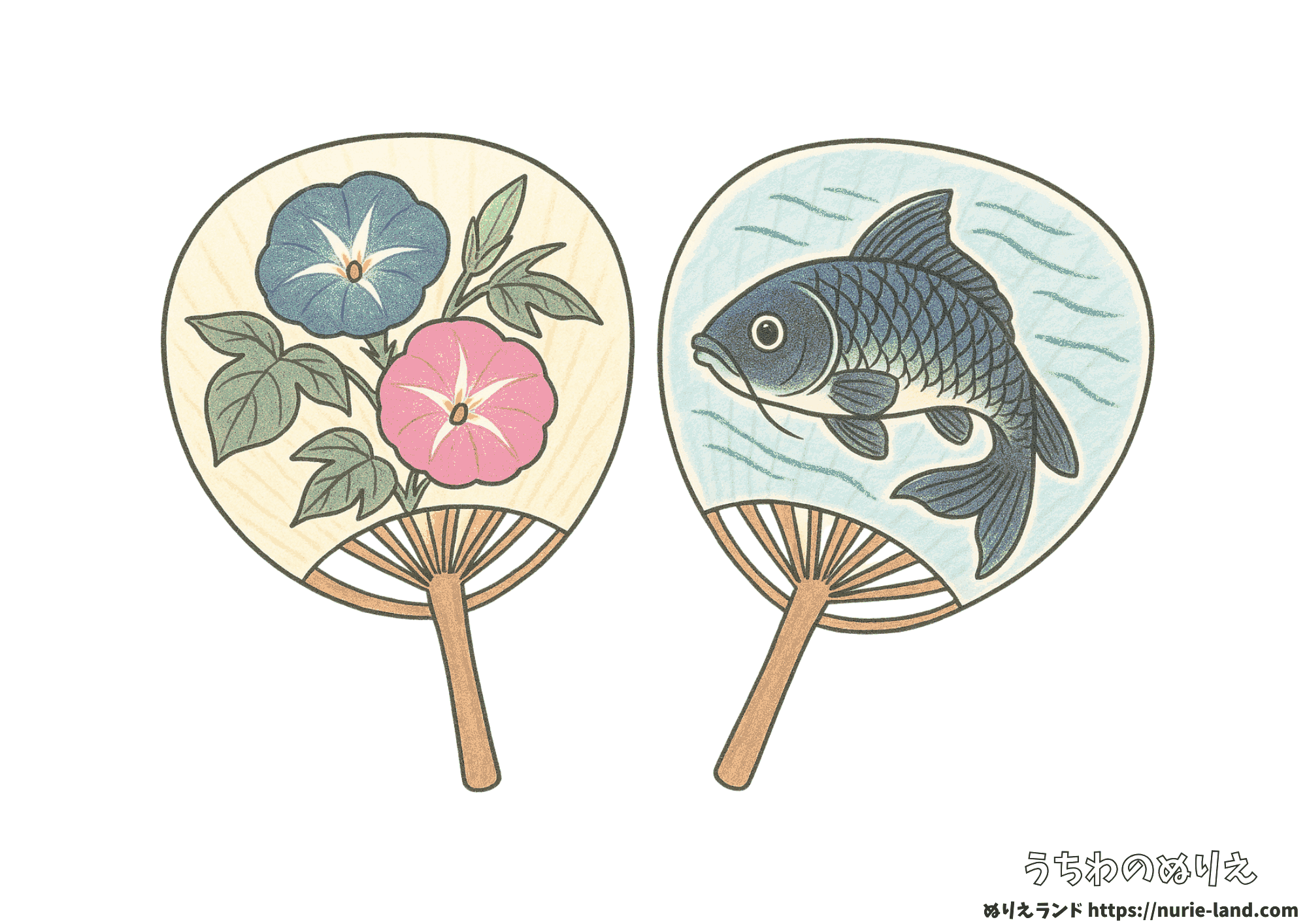 7月・8月におすすめ|うちわの塗り絵で夏気分|高齢者も楽しめる無料素材