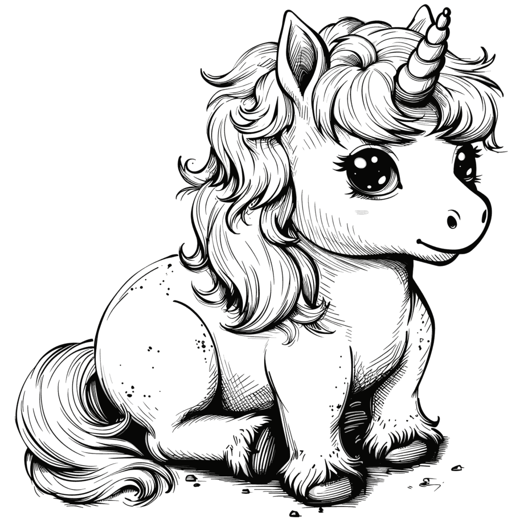 ユニコーンかわいいの無料塗り絵 プリントしてダウンロードできます