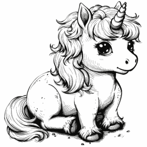 ユニコーンかわいいの無料塗り絵 プリントしてダウンロードできます