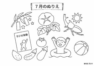 夏の塗り絵・7月版｜高齢者も楽しめる朝顔・七夕・カブトムシ【無料ダウンロード】