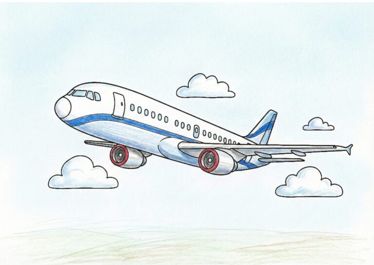 Airplane coloring page, color sample