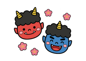 赤鬼と青鬼の塗り絵イラスト