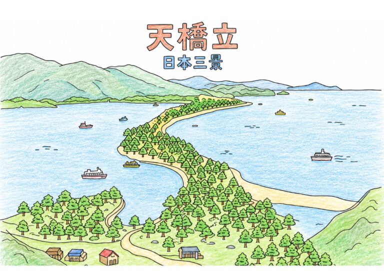 天橋立の塗り絵イラスト