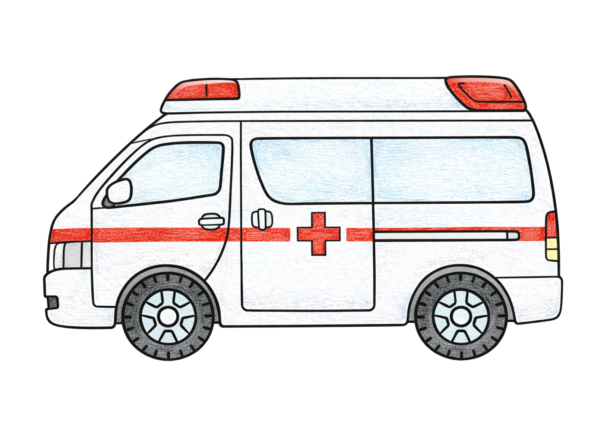 救急車の塗り絵イラスト