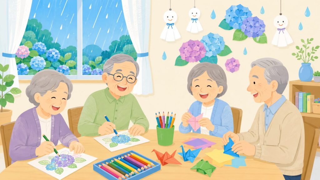 雨の日の室内遊び20選【高齢者・デイサービス向け】印刷できる塗り絵つきの塗り絵イラスト カラー見本（無料・印刷OK）