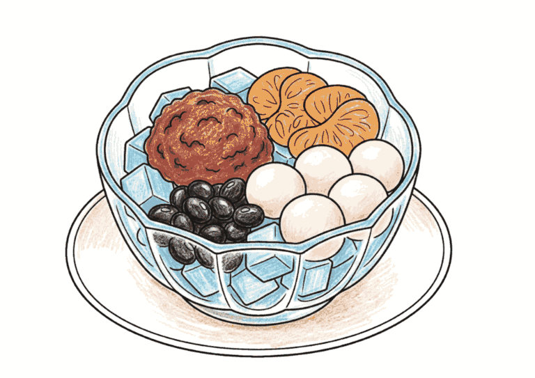 あんみつの塗り絵イラスト