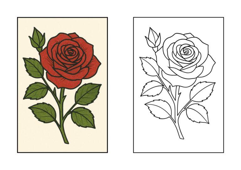 バラの塗り絵イラスト