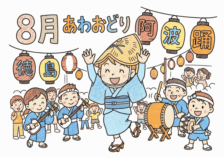 阿波踊りの塗り絵イラスト