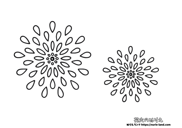 簡単な花火の塗り絵イラスト