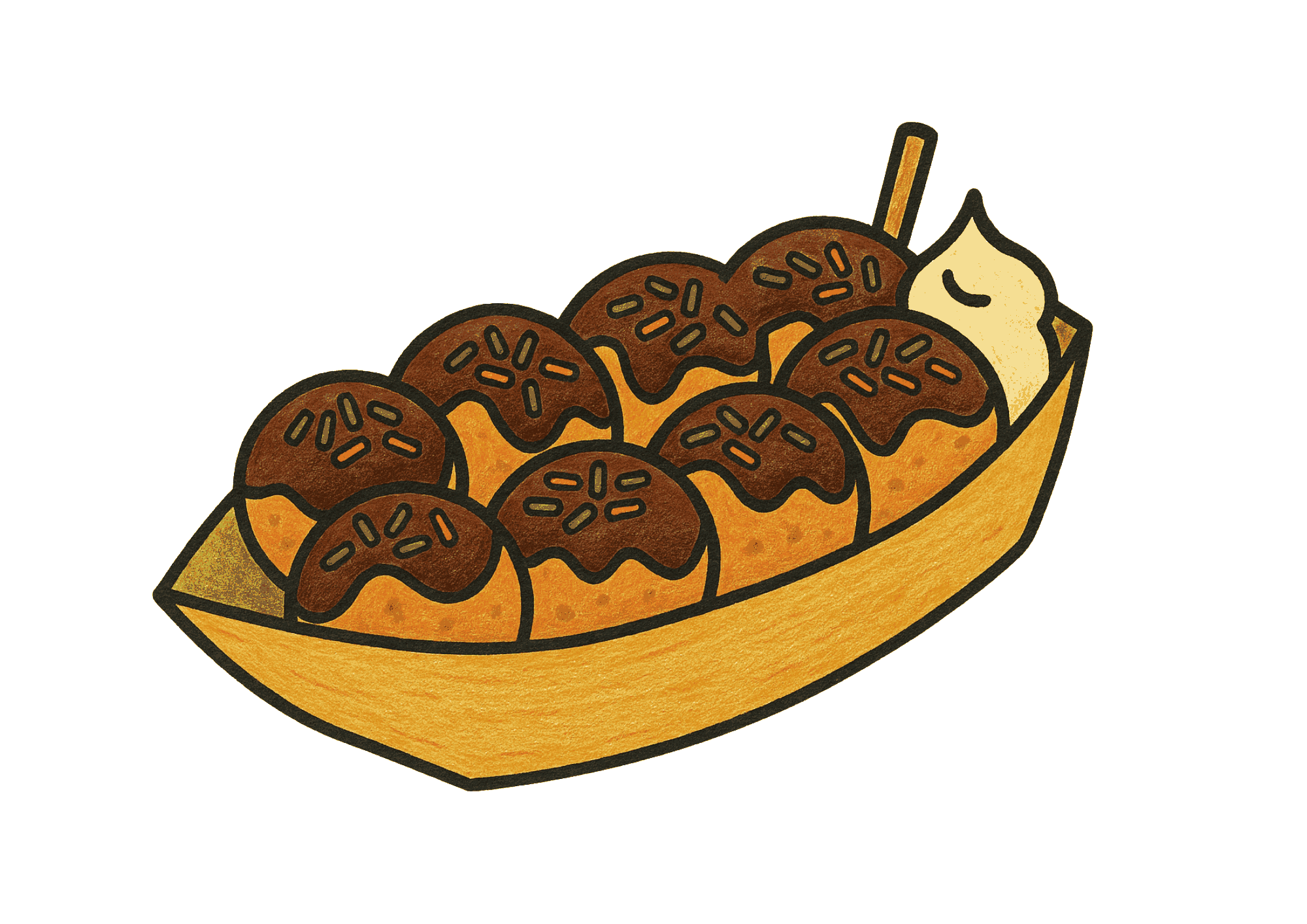 たこ焼きのぬりえ|夏祭りの人気フードを楽しく塗ろう|無料ダウンロード