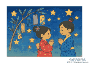 七夕 塗り絵 見本付き｜高齢者向けの無料プリント素材（笹・短冊・織姫彦星）