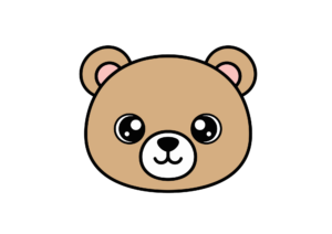 かわいいくまの顔の塗り絵イラスト