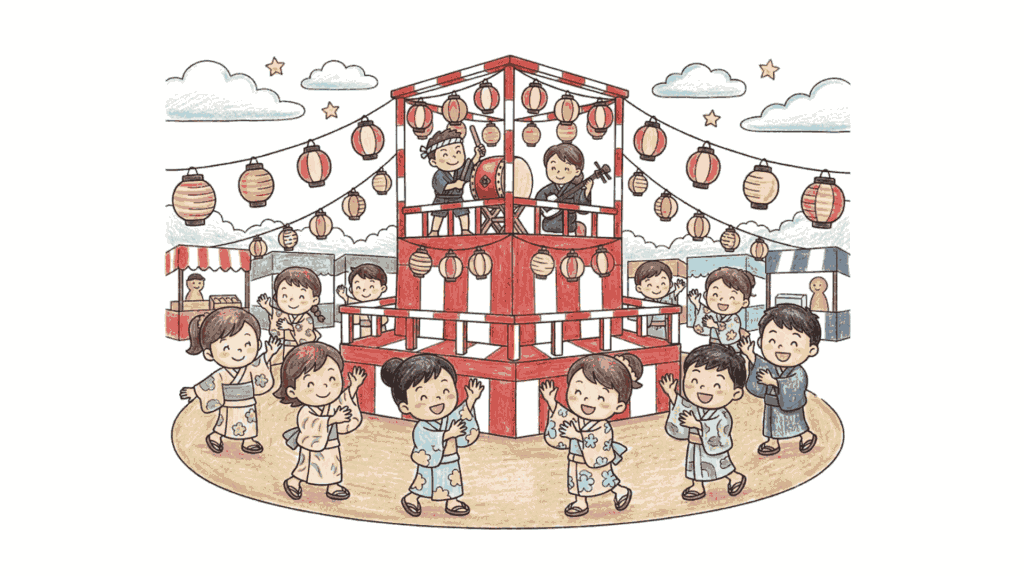 盆踊りの塗り絵 アイキャッチ