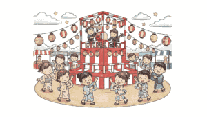 盆踊りの塗り絵 アイキャッチ