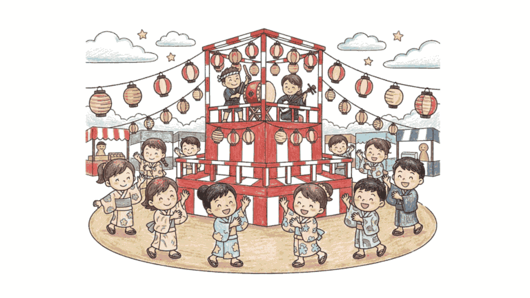盆踊りの塗り絵（夏のお盆）