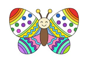 かわいい蝶々の塗り絵イラスト カラー見本（無料・印刷OK）
