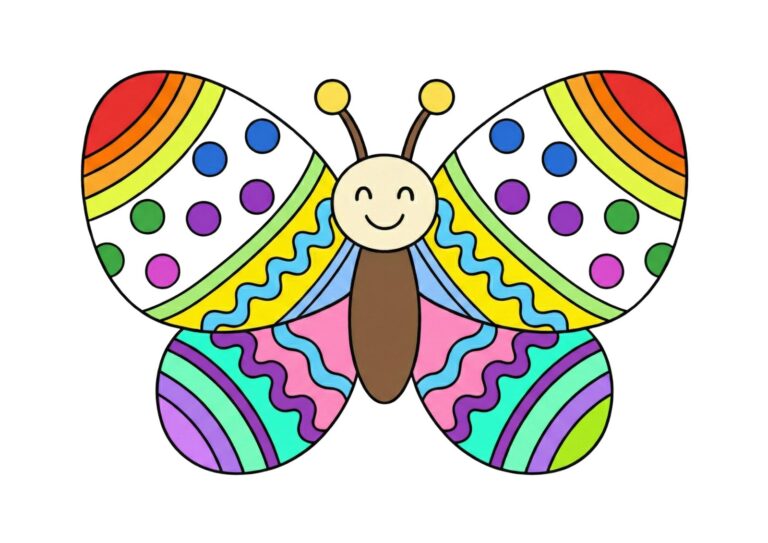 かわいい蝶々の塗り絵イラスト