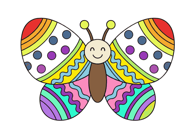 かわいい蝶々の塗り絵イラスト