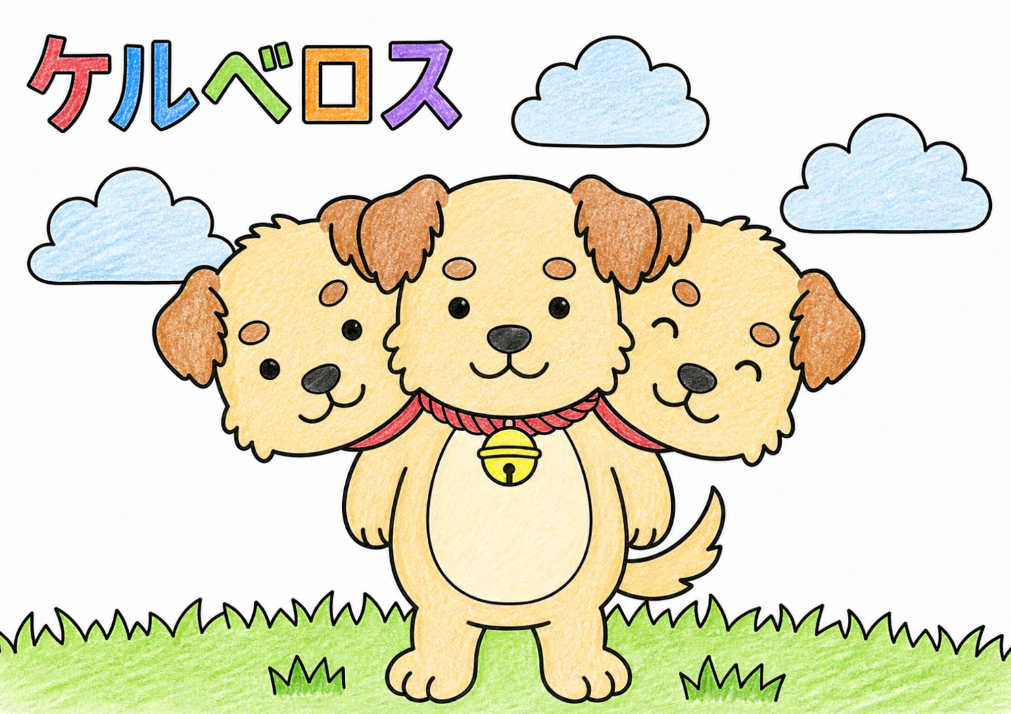 ケルベロスの塗り絵イラスト