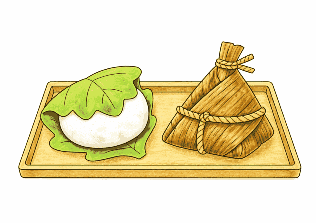 ちまきと柏餅（カシワモチ）の塗り絵 カラー見本