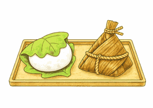ちまきと柏餅（カシワモチ）の塗り絵 カラー見本