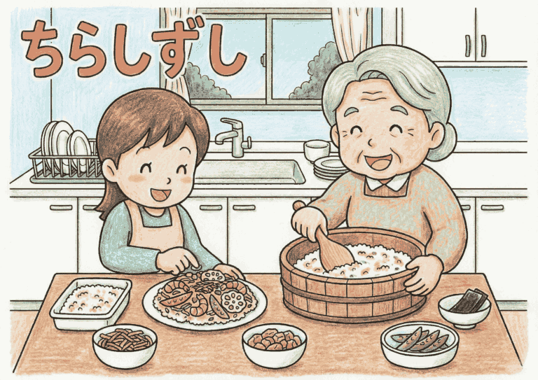 ちらしずしの塗り絵イラスト