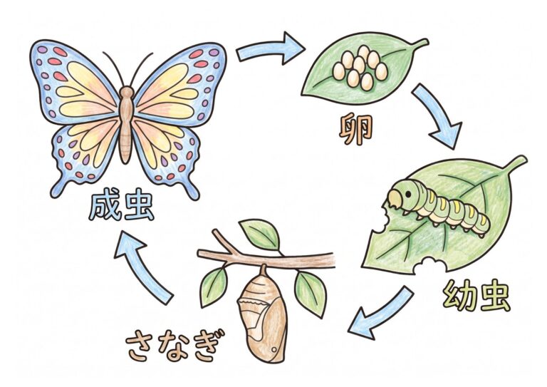 チョウの完全変態の塗り絵