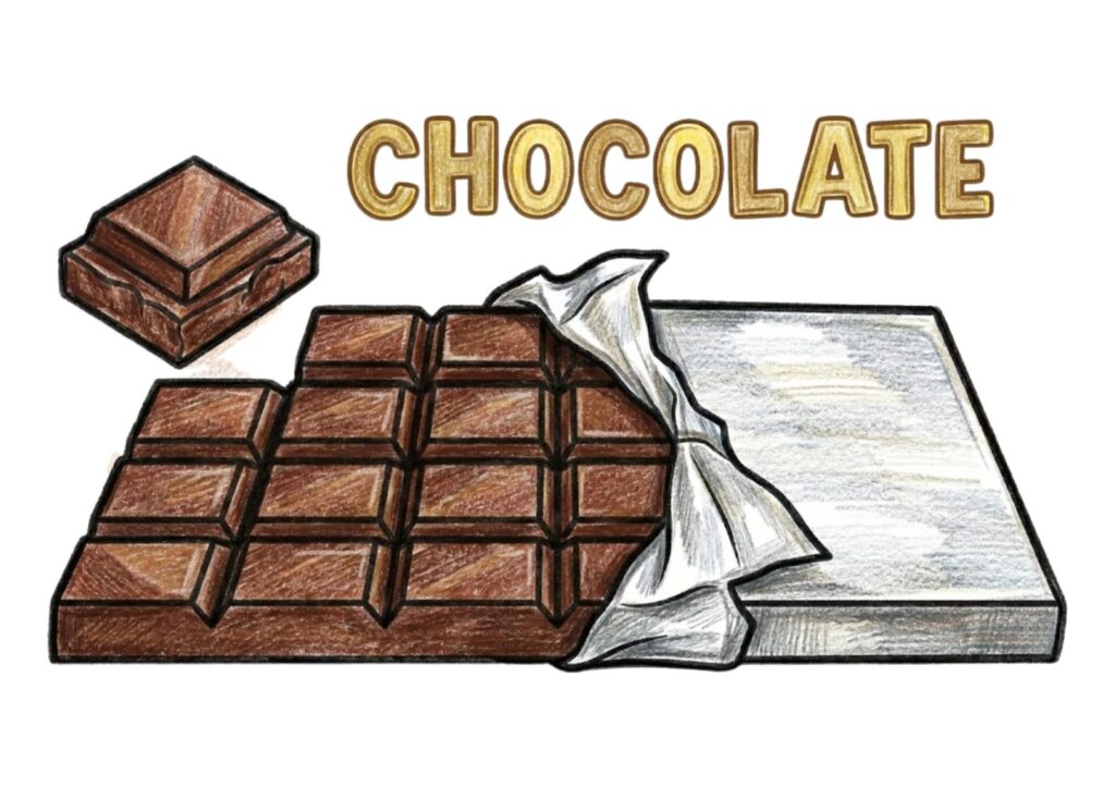 チョコレートのぬりえイラストの塗り絵イラスト カラー見本（無料・印刷OK）