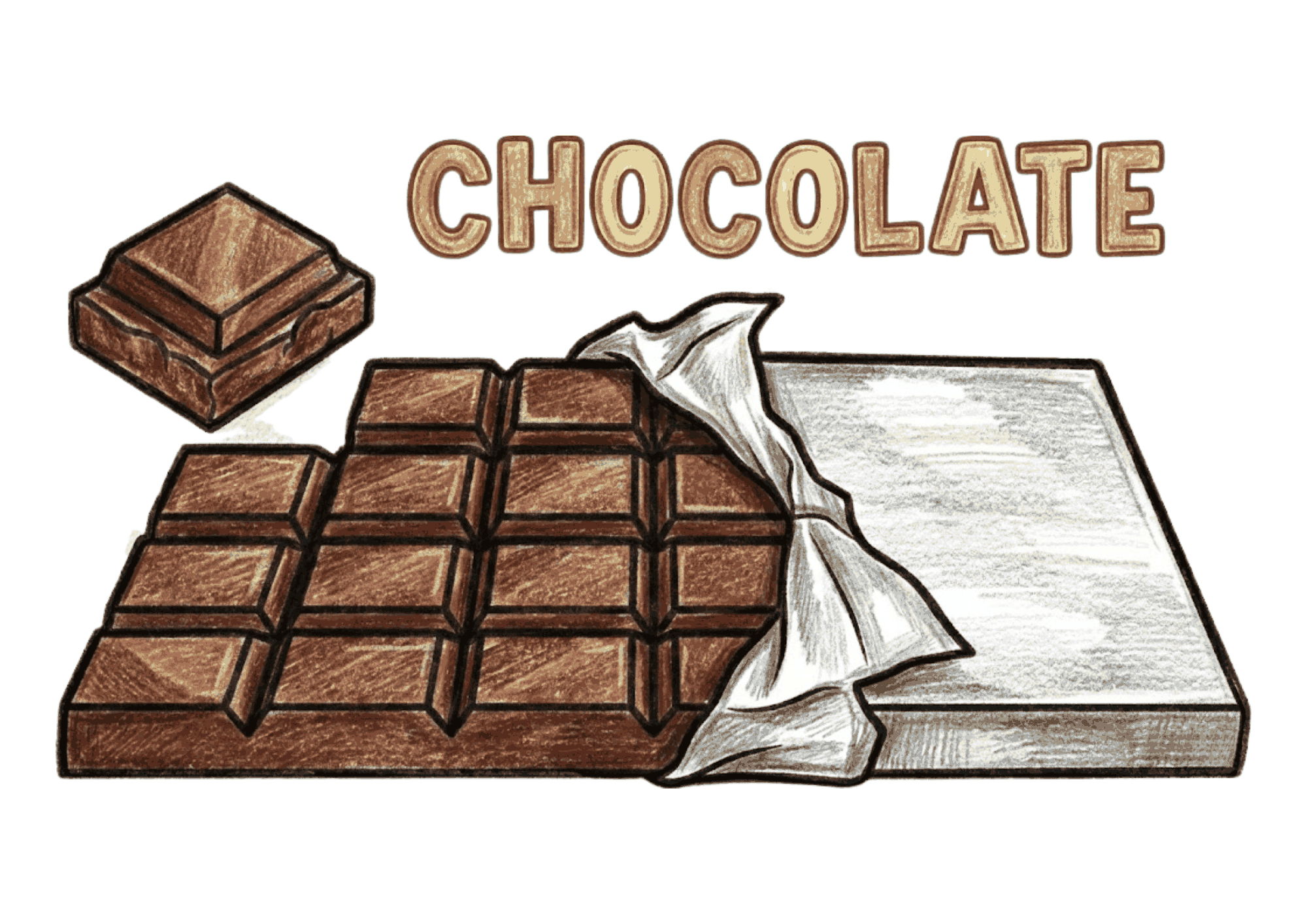 チョコレートのぬりえ|無料ダウンロード|塗り絵イラスト|バレンタイン素材|幼児向けフリー画像