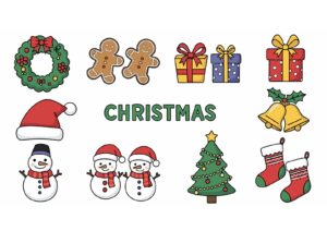 クリスマスの塗り絵イラスト カラー見本（無料・印刷OK）