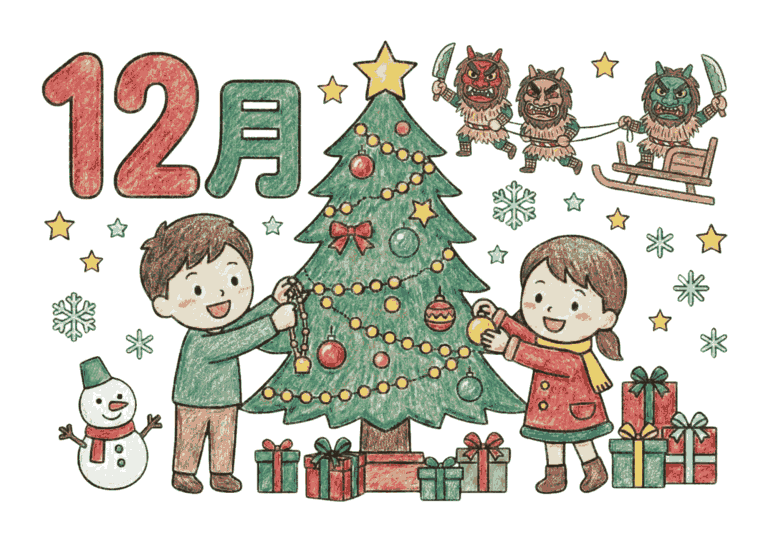 12月の塗り絵イラスト
