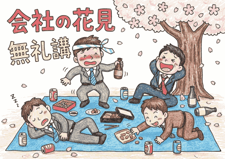 会社のお花見の塗り絵イラスト