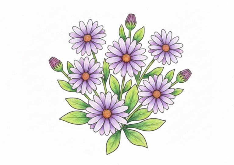 オステオスペルマムの花の塗り絵イラスト