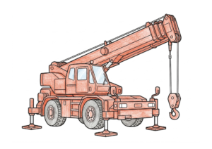 クレーン車の塗り絵イラスト