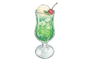 クリームソーダの塗り絵イラスト カラー見本（無料・印刷OK）