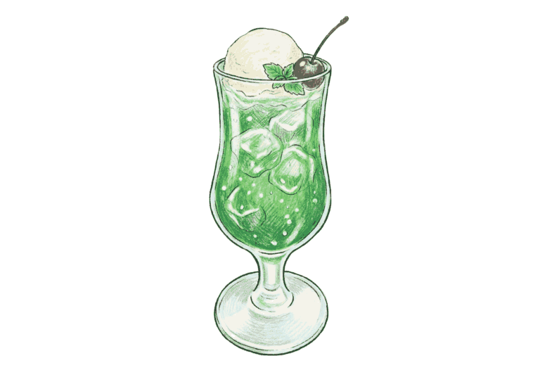 クリームソーダの塗り絵イラスト
