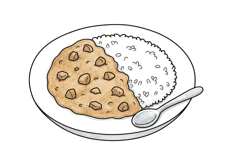 カレーライスの塗り絵イラスト