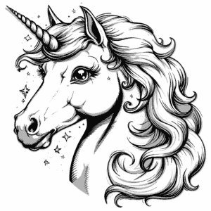 リアルユニコーンの無料塗り絵 プリントしてダウンロードできます