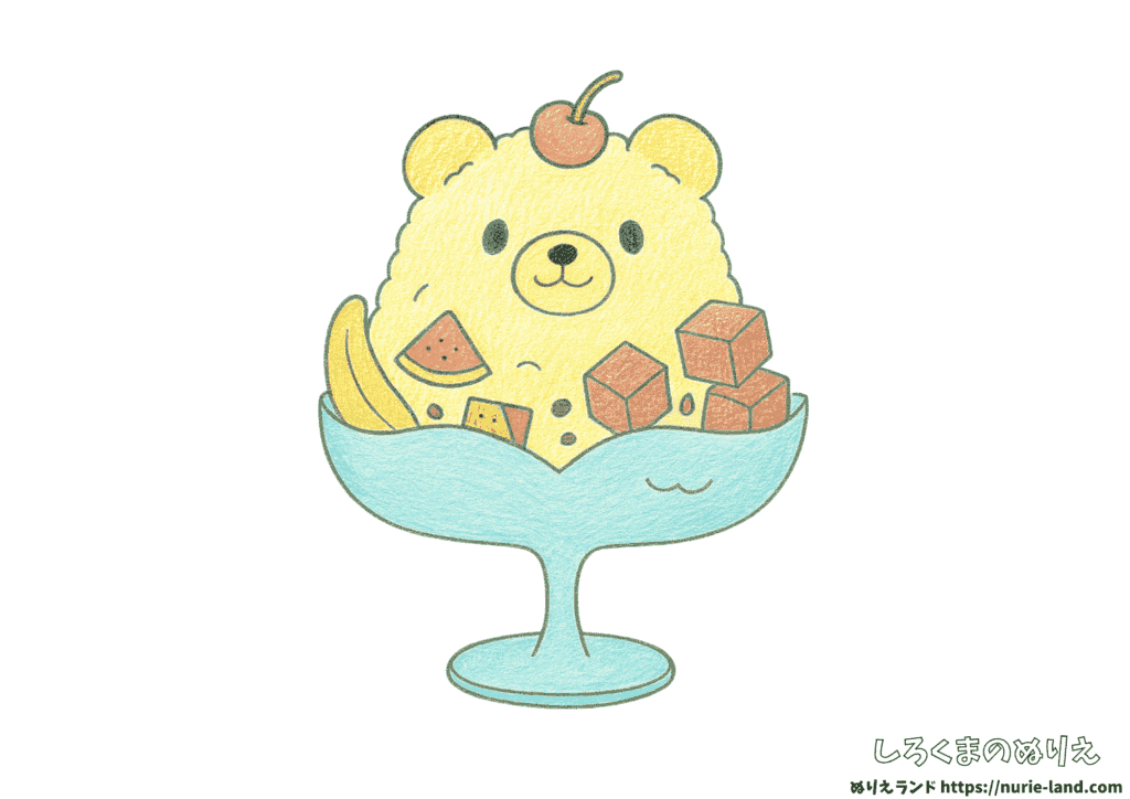 7月・8月に楽しむ塗り絵｜しろくまかき氷スイーツ｜全年齢向け無料素材